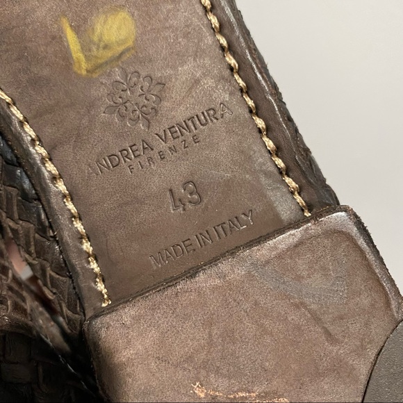 Andrea Ventura Firenze Brown Woven Italian Leather Loafers 43 main image 6